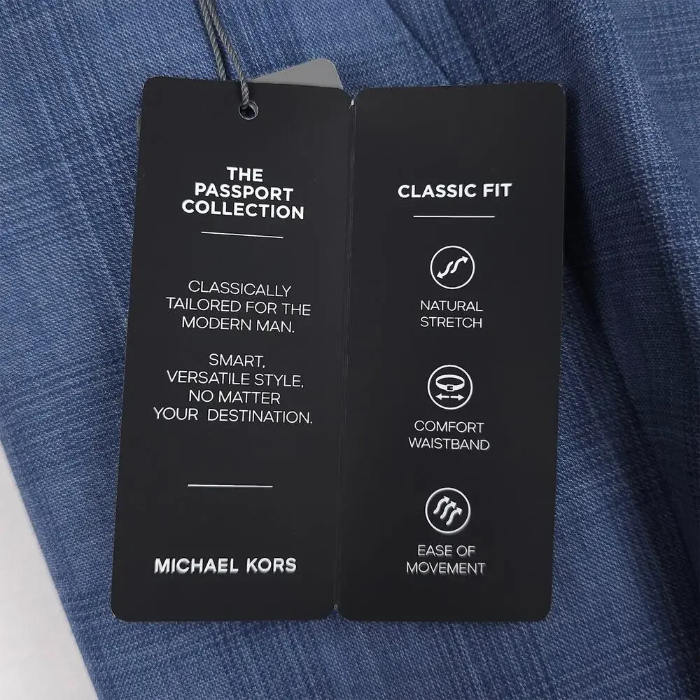 Michael Kors Mens Classic Fit 2 Piece Suit 42R 38x30 Blue Plaid Stretch Wool NWT
